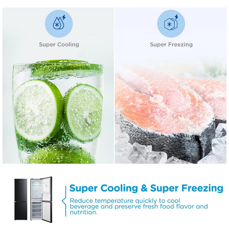 Midea MDRB379FGD30 54.7cm 60/40 Total No Frost Fridge Freezer - Black