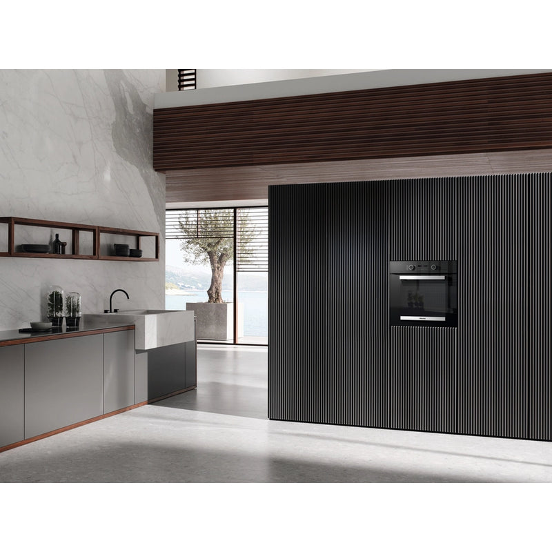 Miele H 2465 BP 59.5cm Built In Electric Single Oven - Black & Stainless Steel