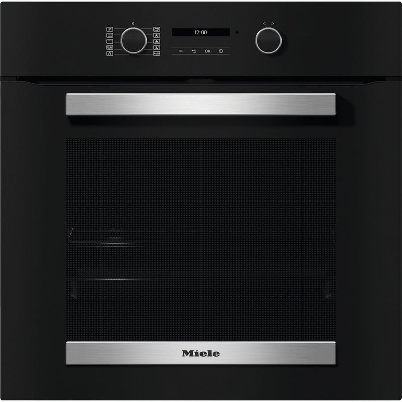 Miele H 2465 BP 59.5cm Built In Electric Single Oven - Black & Stainless Steel