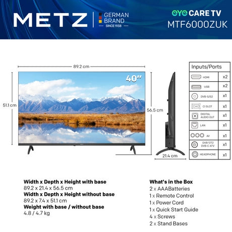Metz 40MTF6000ZUK 40" 2K DLED Smart TV - Bonus Superstore