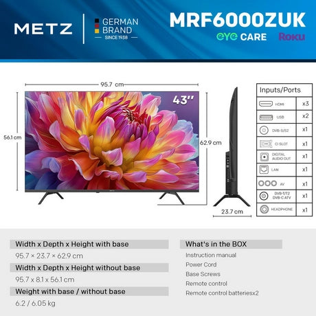 Metz 43MRF6000ZUK 43" 4K DLED Smart TV - Black