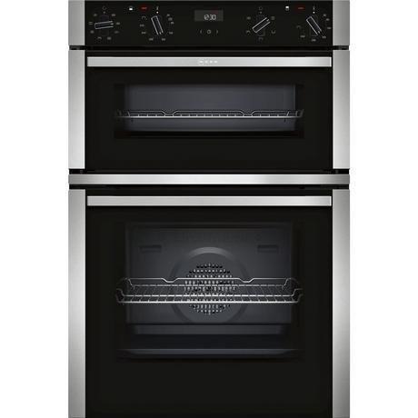Neff U1ACE2HN0B 59.4cm Built In Electric CircoTherm Double Oven - BLACK/STEEL