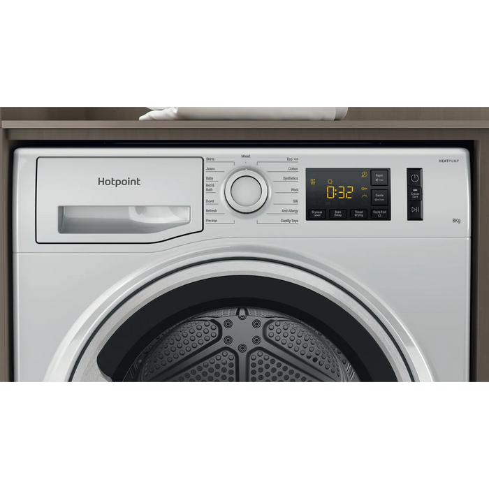 Hotpoint 8kg Crease Care Heat Pump Dryer NT M11 82SSK UK - Silver - Bonus Superstore