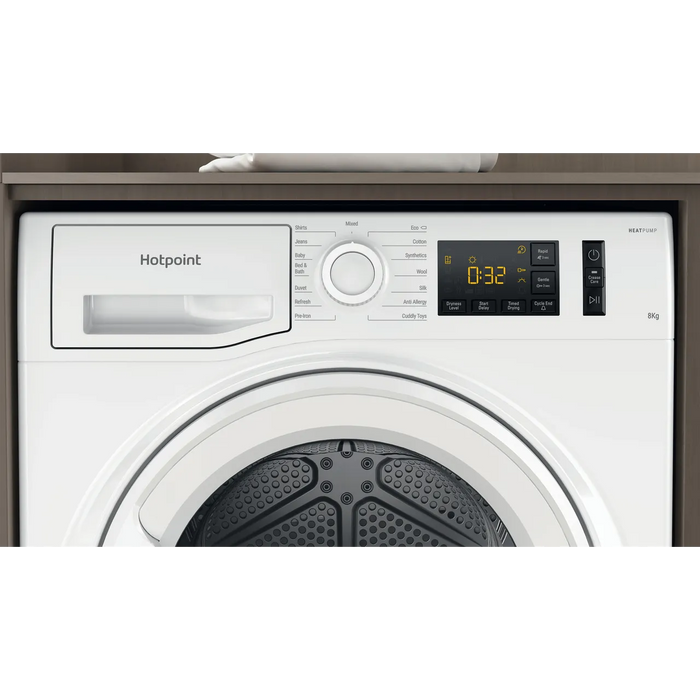 Hotpoint 8kg Crease Care Heat Pump Dryer NT M11 82 UK - White - Bonus Superstore