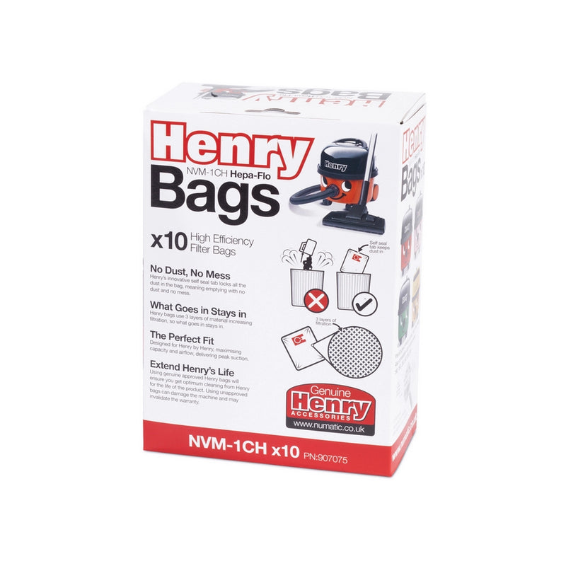 Numatic 907075 Henry HepaFlo Filter Bags - 10 Pack - White