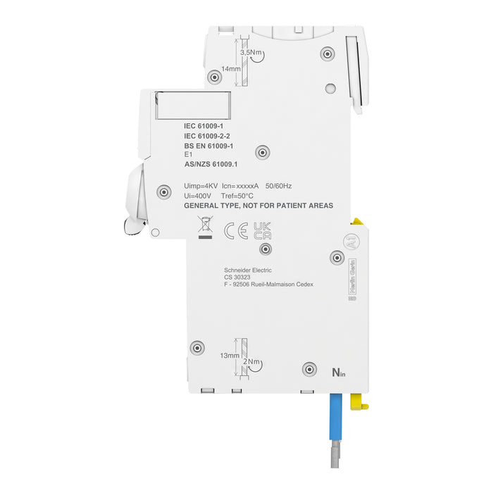 Schneider A9D11845 iC60H RCBO 45A 30mA