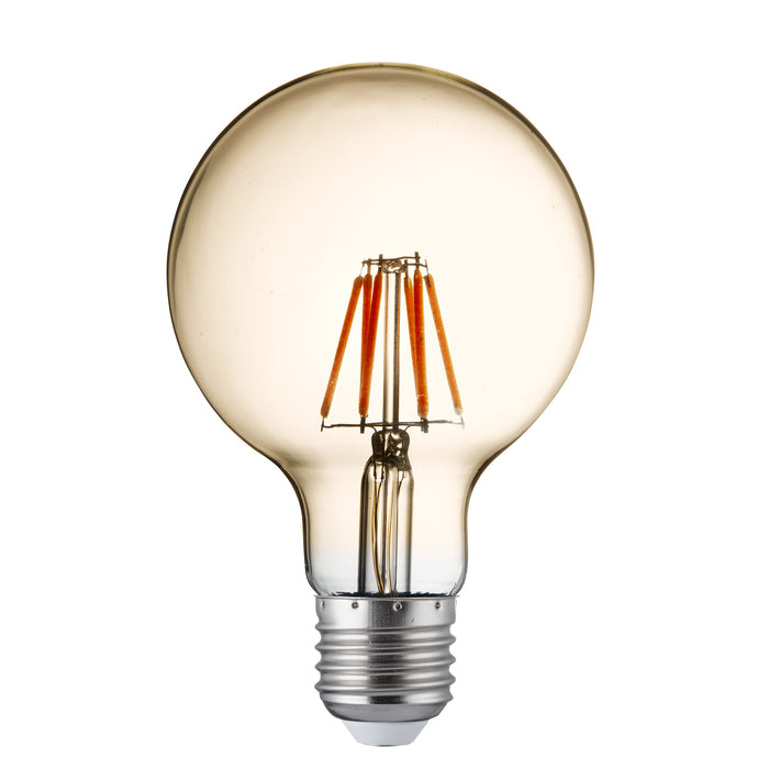 Searchlight PL3227-6WW Pack Of 5 Dimmable LED E27 Filament Globe Lamp - Amber Glass