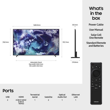 Samsung QE75QN900FTXXU 75" 8K Neo QLED Glare Free TV with 8K AI Upscaling & Dolby Atmos®