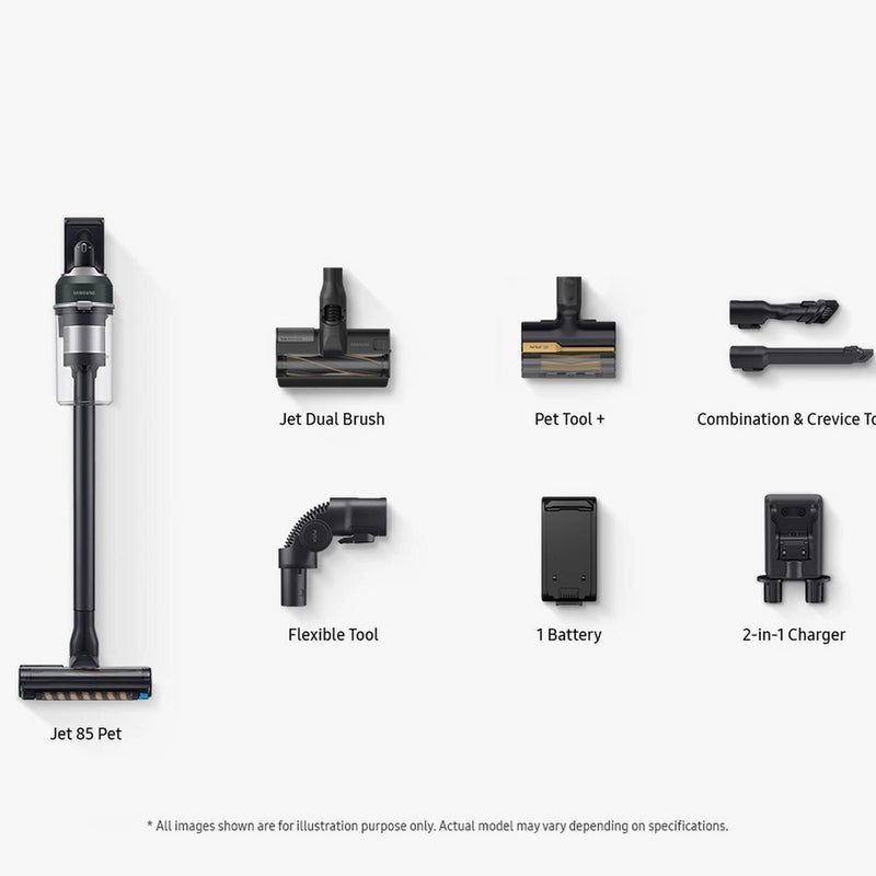 Samsung VS20C8522TN/EU Samsung Jet 85 Cordless Vacuum Cleaner with Pet Tool+ - 60 Minutes Run Time - Woody Green