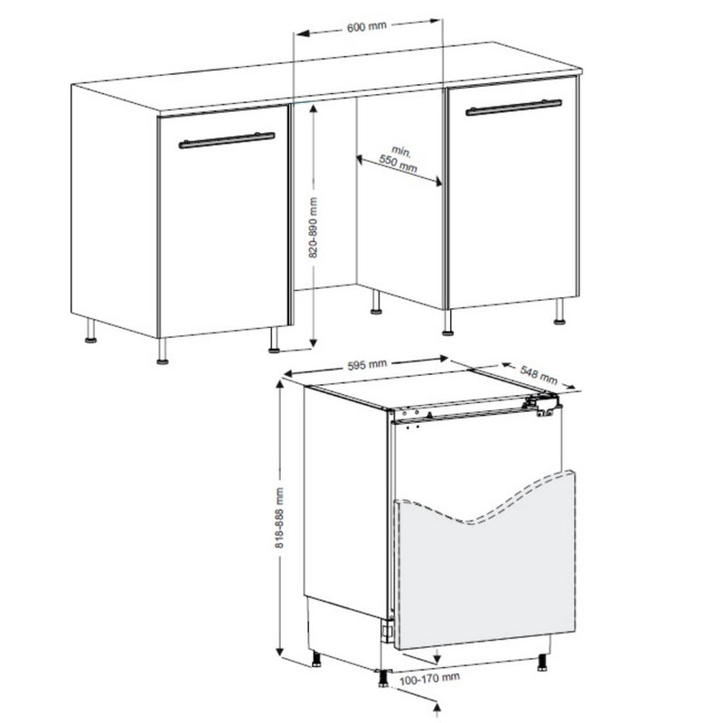 Sensis RFUCBI01L54EW 59.5cm Built-In Larder Fridge - White