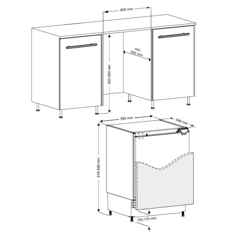 Sensis RFUCBI01Z54EW 59.5cm Integrated Static Undercounter Freezer - White