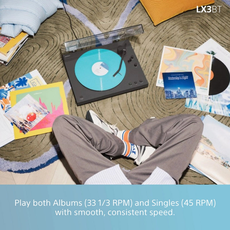 Sony PSLX3BT.CEK Wireless Bluetooth Turntable with Auto Playback - Dark Grey - Bonus Superstore