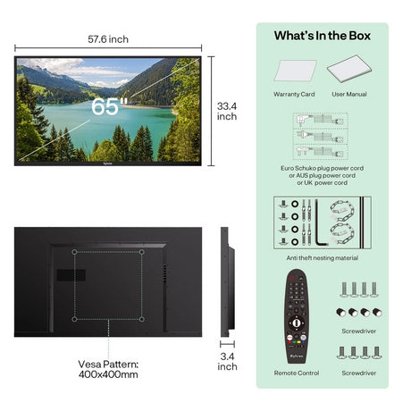Sylvox OT65B1K4GC 65" Partial Sun Outdoor TV