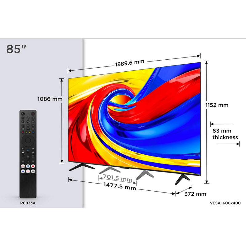 TCL 85P7L-UK 85" 4K HDR QLED Direct LED Google TV