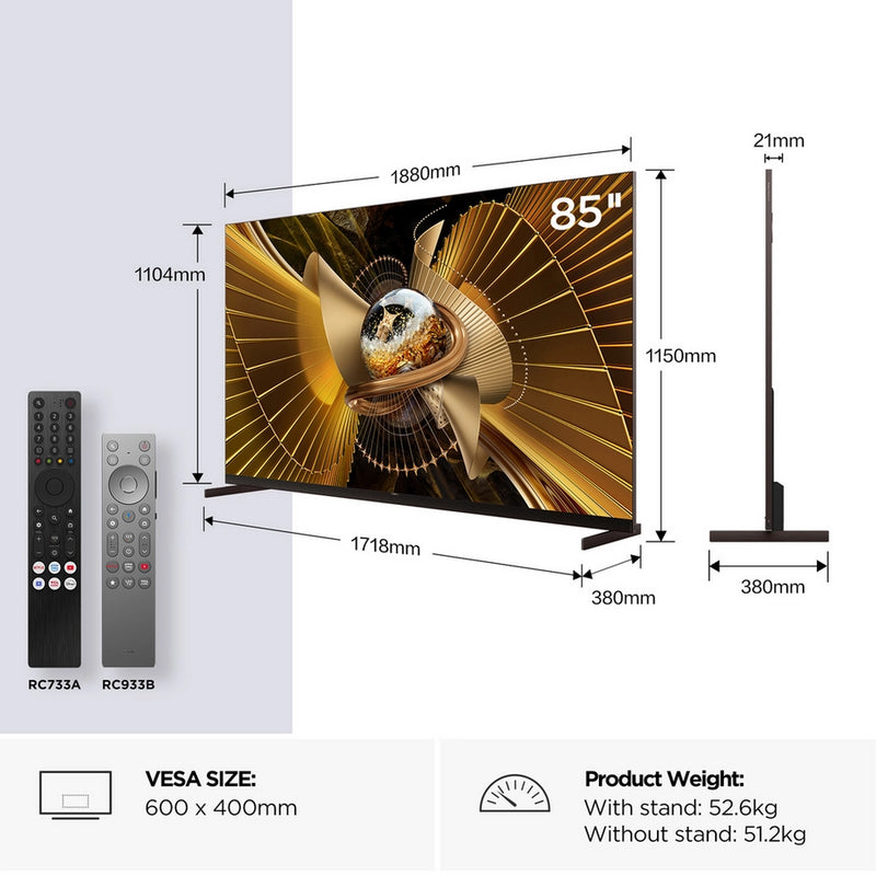 TCL 85X11L-UK 85" 4K Ultra HD SQD MINI LED Google TV