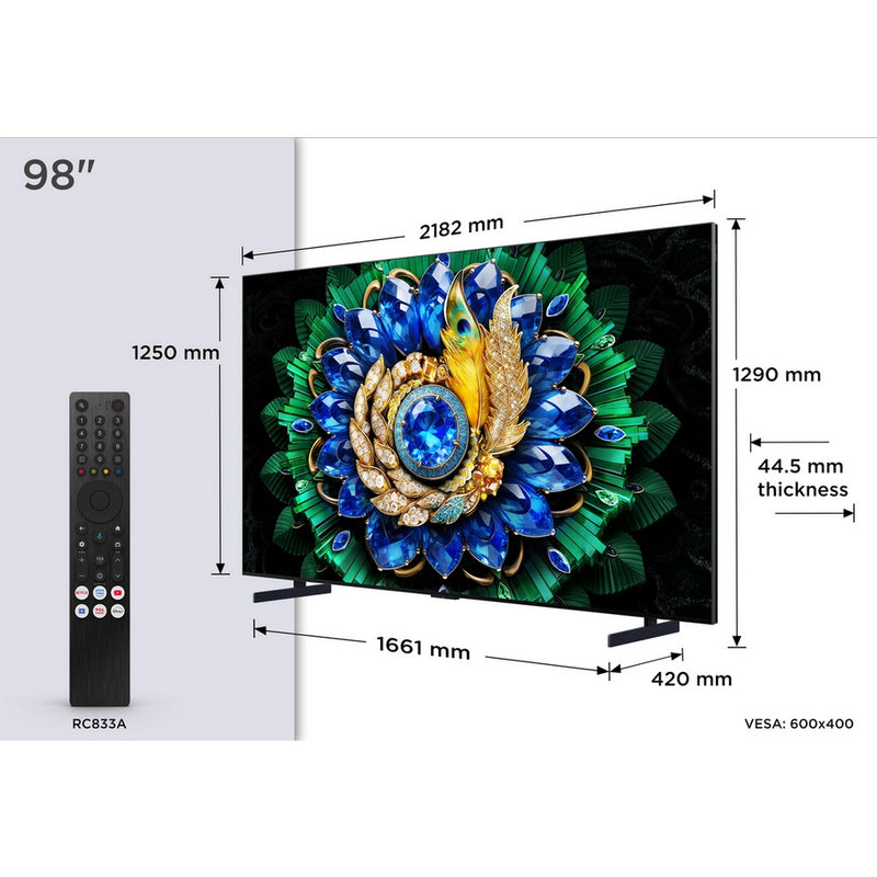 TCL 98A400M-UK 98" QD-MINI LED TV - Black