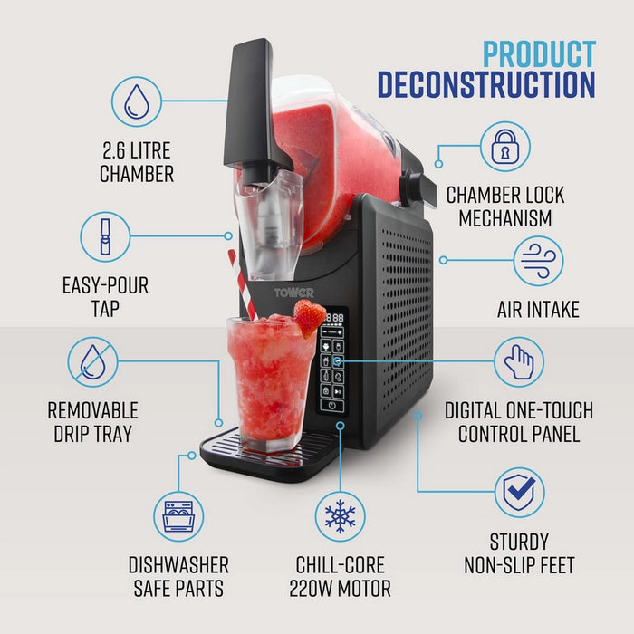 Tower T19058 2.6l Frozen Drink Slushi Maker - Black