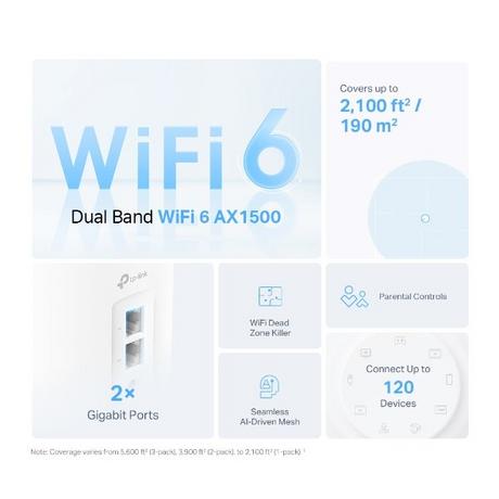 TP-Link DecoX1500 Whole Home Mesh Wi-Fi 6 System - White