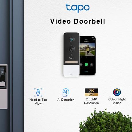 TP-Link TAPOD230S1 Smart Battery Video Doorbell Camera Kit - White - Bonus Superstore