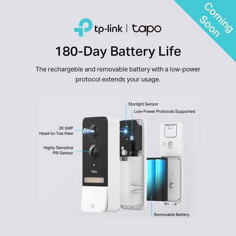 TP-Link TAPOD230S1 Smart Battery Video Doorbell Camera Kit - White - Bonus Superstore