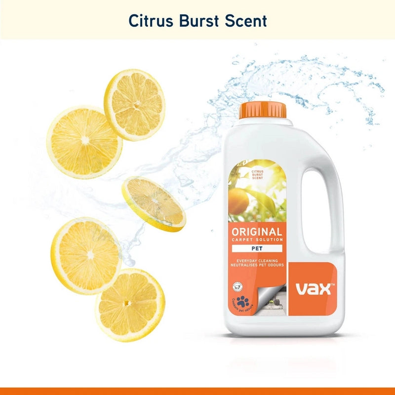 VAX 1-9-142054 Original Pet Carpet Cleaning Solution 1.5L, Citrus burst scent - White