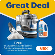 VAX CDSW-MPXP Spotwash Home Duo Carpet Washer with extra 1.5L SpotWash Spot Cleaning Antibacterial Solution - Bonus Superstore