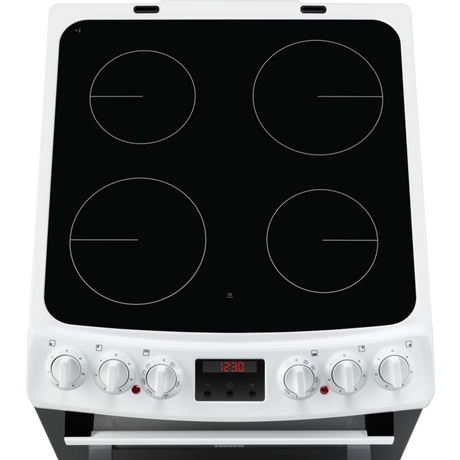 Zanussi ZCV46250WA 55cm Double Electric Cooker with Ceramic Hob - White