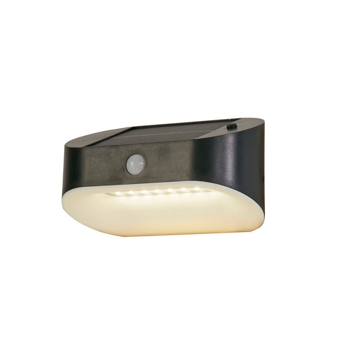 Searchlight  67421BK-PIR Solar Outdoor Wall Light - Black Metal & White Polycarbonate