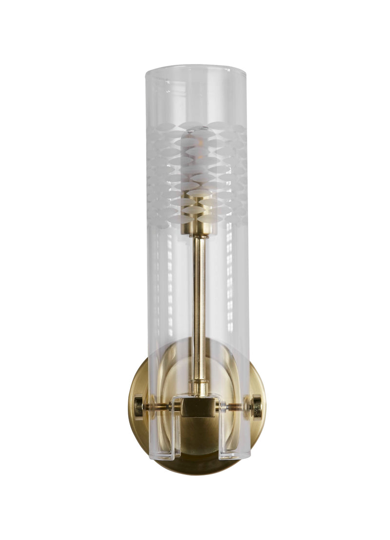 Searchlight  27981SB Scope Bathroom Wall Light - Satin Brass & Clear Etched Glass