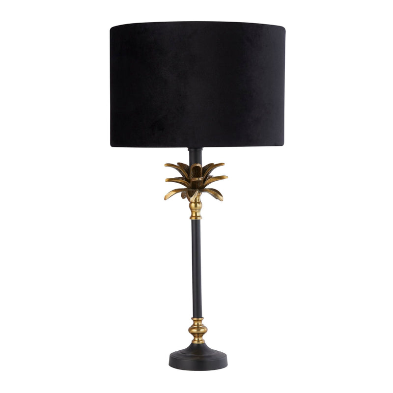 Searchlight  81211BK Palm Table Lamp - Black & Antique Brass Metal,Black Shade