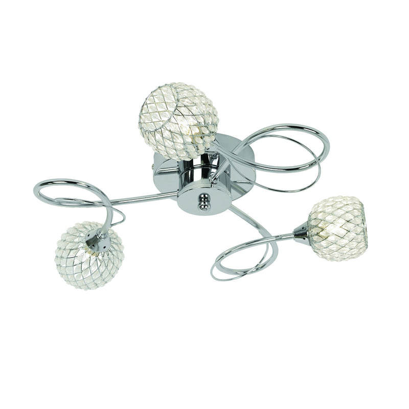 Endon AHERNE-3CH Aherne 3 Light Semi Flish Polished Chrome Plate with Clear Glass Finish - Bonus Superstore