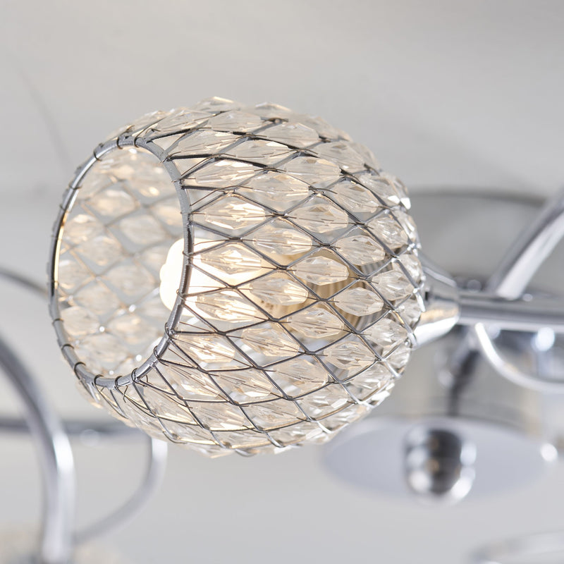 Endon AHERNE-3CH Aherne 3 Light Semi Flish Polished Chrome Plate with Clear Glass Finish - Bonus Superstore