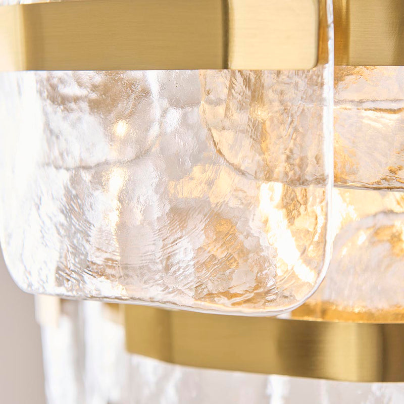Endon Ancara 3-Light Pendant – Brushed Aged Brass & Textured Glass