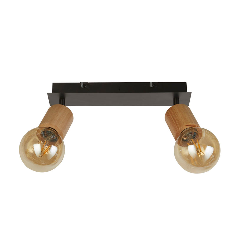 Searchlight  50211-2NA Spinny 2Lt Spotlight - Wood & Matt Black Metal