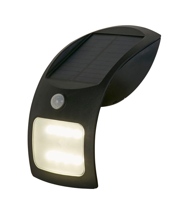 Searchlight  67420BK-PIR Solar Outdoor Wall Light - Black Metal & White Polycarbonate