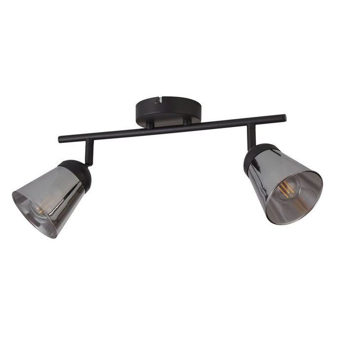 Searchlight  61170-2SM Mega 2Lt Spotlight - Black Metal & Smoked Glass