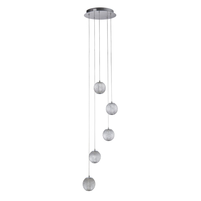 Searchlight  51481-5CC Allure 5Lt Multi-Drop Pendant - Chrome Metal & Clear Acrylic