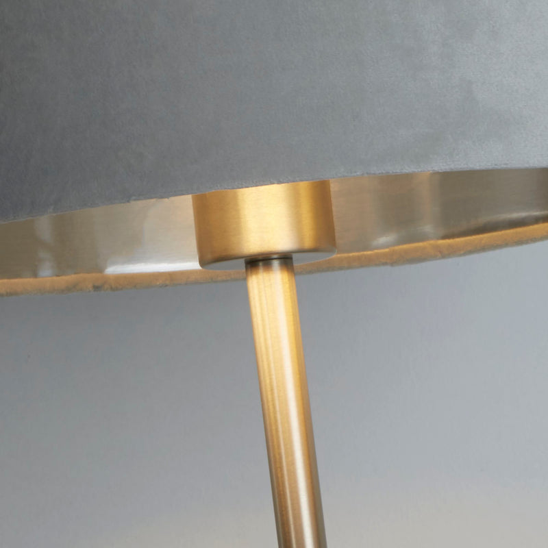 Searchlight  58911GY Finn USB Table Lamp - Satin Nickel Metal & Grey Velvet Shade