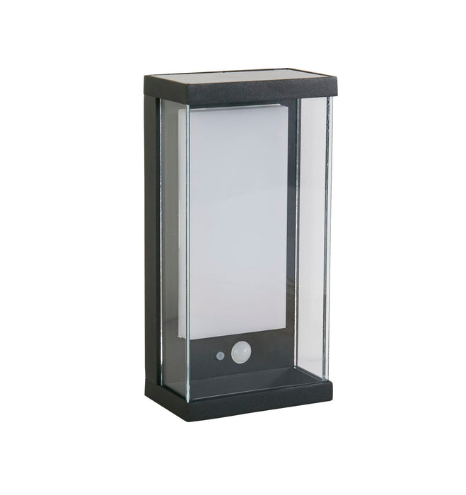 Searchlight  67419BK Solar Outdoor Wall Light - Black Metal & White Polycarbonate