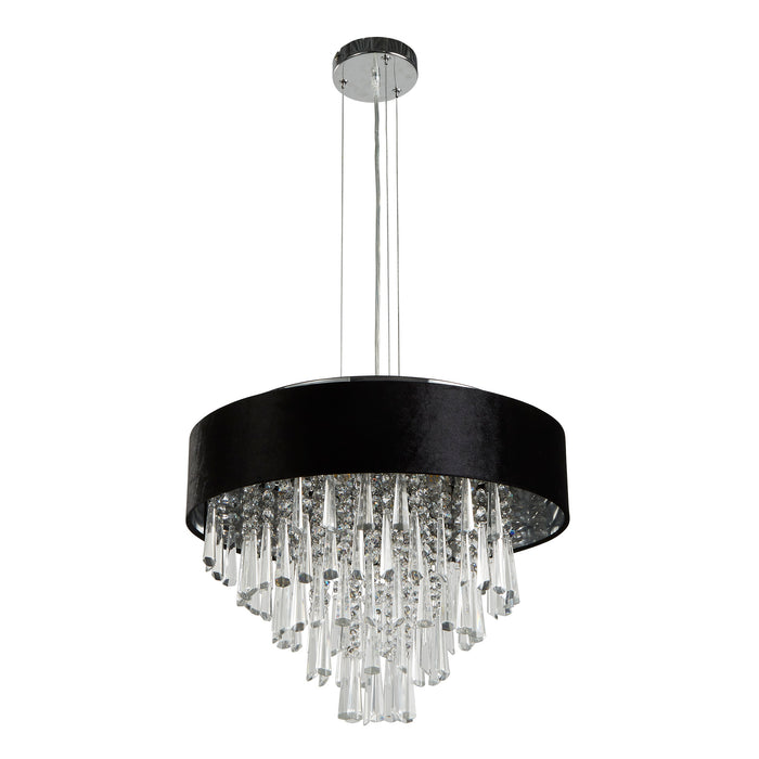 Searchlight  50818-5BK Glamour 5Lt Pendant/Semi-Flush- Black Velvet & Clear Crystal