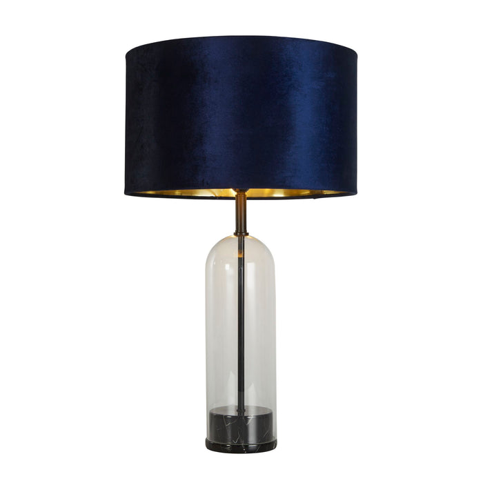 Searchlight  81711AZ Oxford Table Lamp- Glass, Black Metal, Marble & Navy Velvet