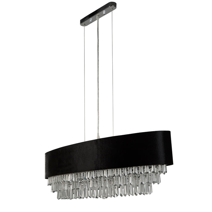 Searchlight  50818-8BK Glamour 8Lt Oval Pendant - Black Velvet & Clear Crystal