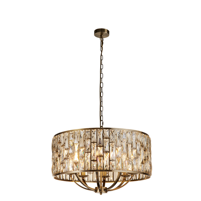 Searchlight  6588-8AB Bijou 8Lt Pendant - Antique Brass Metal & Champagne Glass