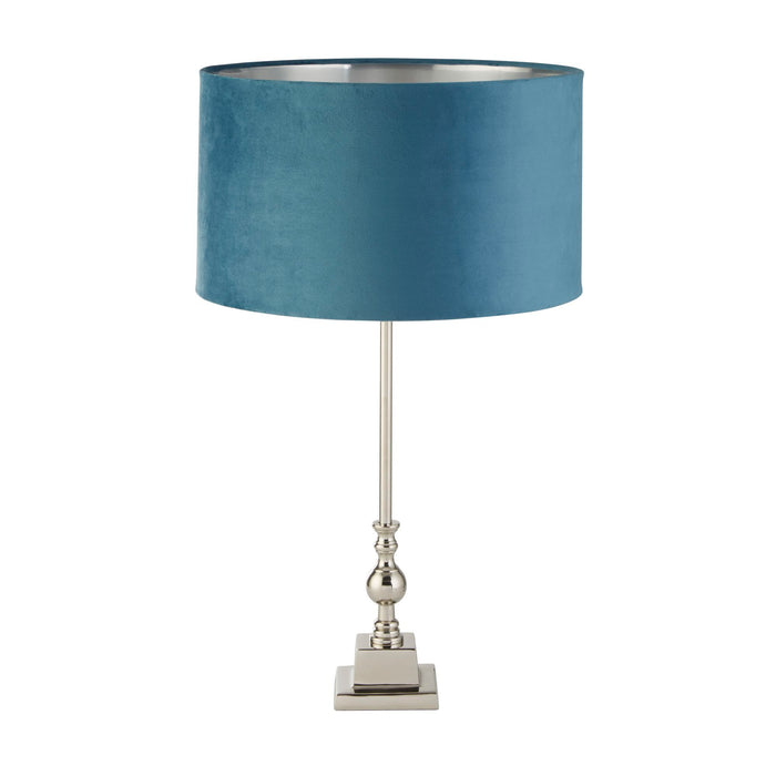 Searchlight  81214TE Whitby Table Lamp - Chrome Metal & Teal Velvet Shade