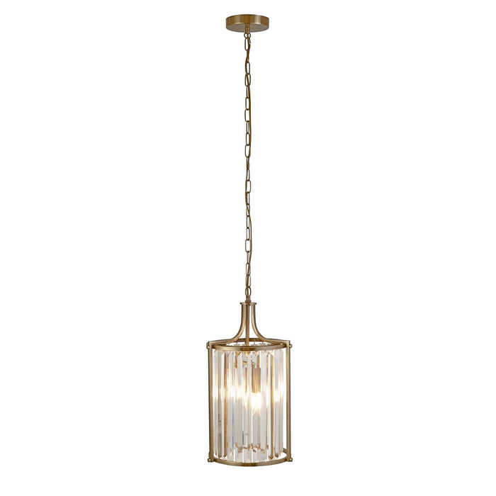 Searchlight  8092-2AB Victoria  2Lt Pendant - Antique Brass Metal & Clear Crystal