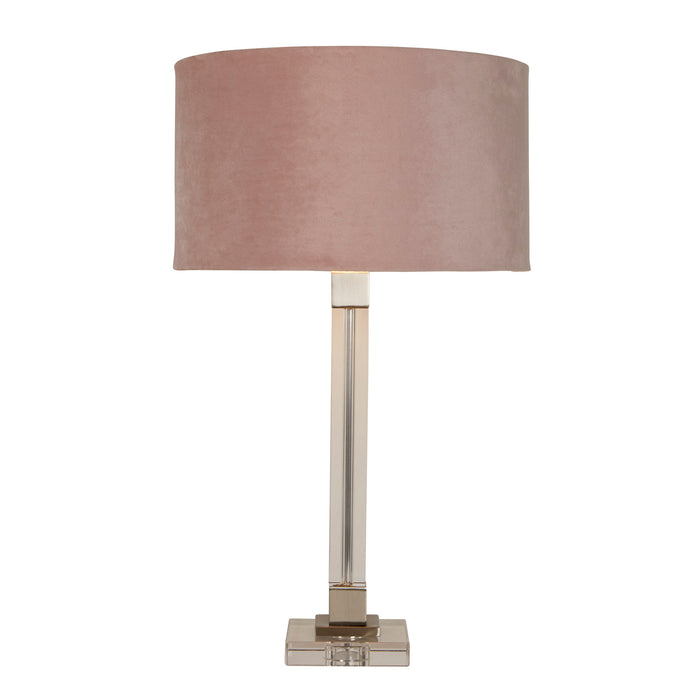 Searchlight  67521PI Scarborough Table Lamp- Crystal, Satin Nickel & Pink Velvet