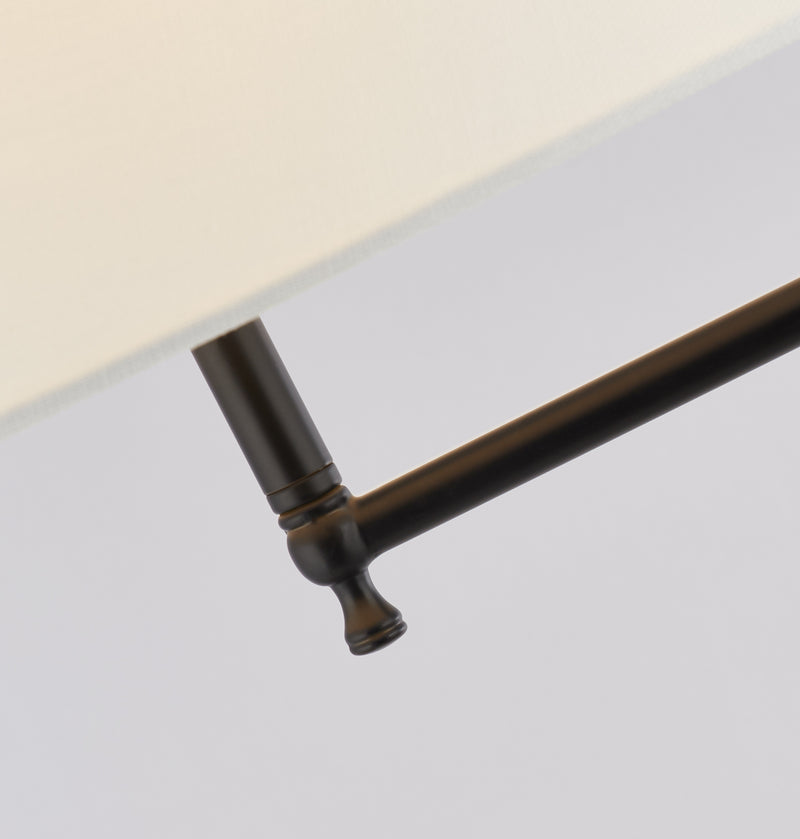 Searchlight  12083-1BK Munich Floor Lamp - Matt Black Metal & Natural Linen Shade