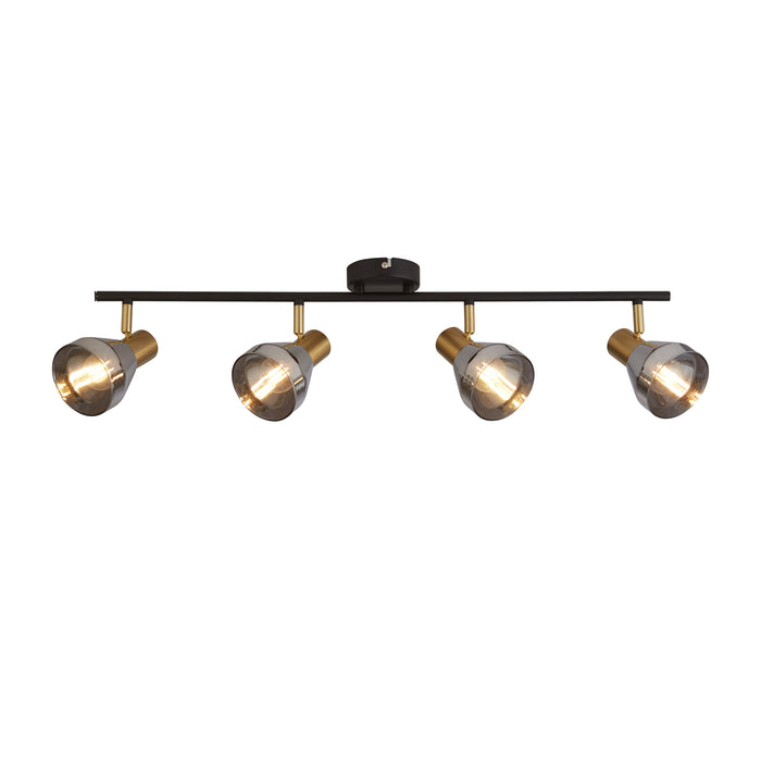 Searchlight  23801-4SM Westminster 4Lt Spot-Black, Satin Brass Metal & Smoked Glass