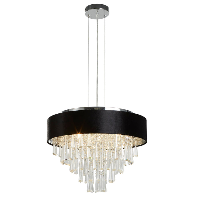 Searchlight  50818-5BK Glamour 5Lt Pendant/Semi-Flush- Black Velvet & Clear Crystal