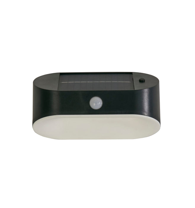 Searchlight  67421BK-PIR Solar Outdoor Wall Light - Black Metal & White Polycarbonate